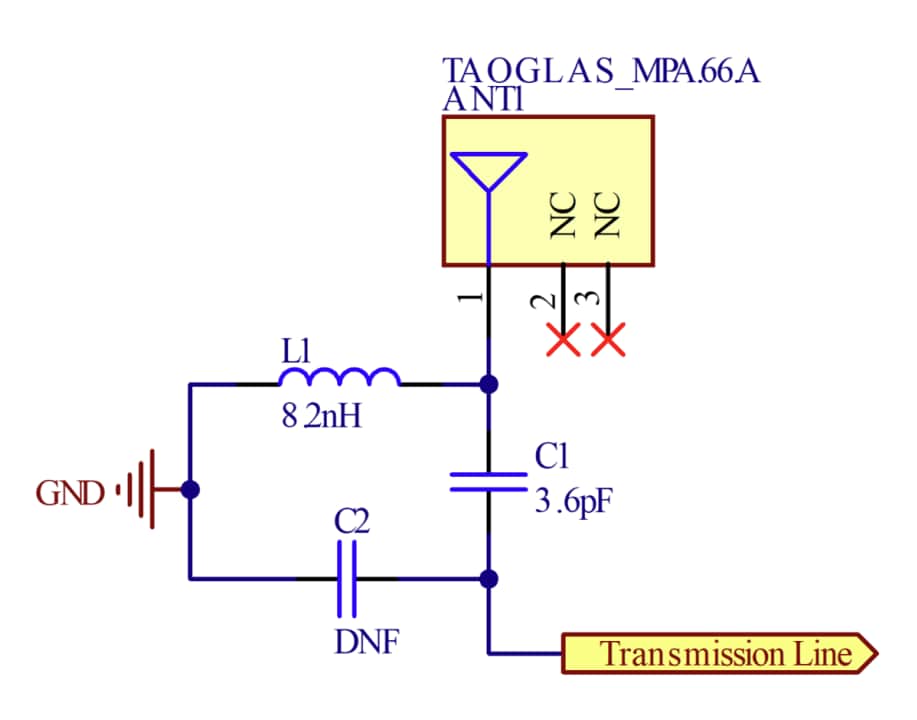 Schematic - Taoglas MPA.66.A SMD Stamp Metal PIFA Antenna